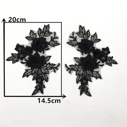 3D 1 pair for sale Craft Supplies trim Wedding Dress decoration    Sewing on lace Embroidered fabric Needlework Applique