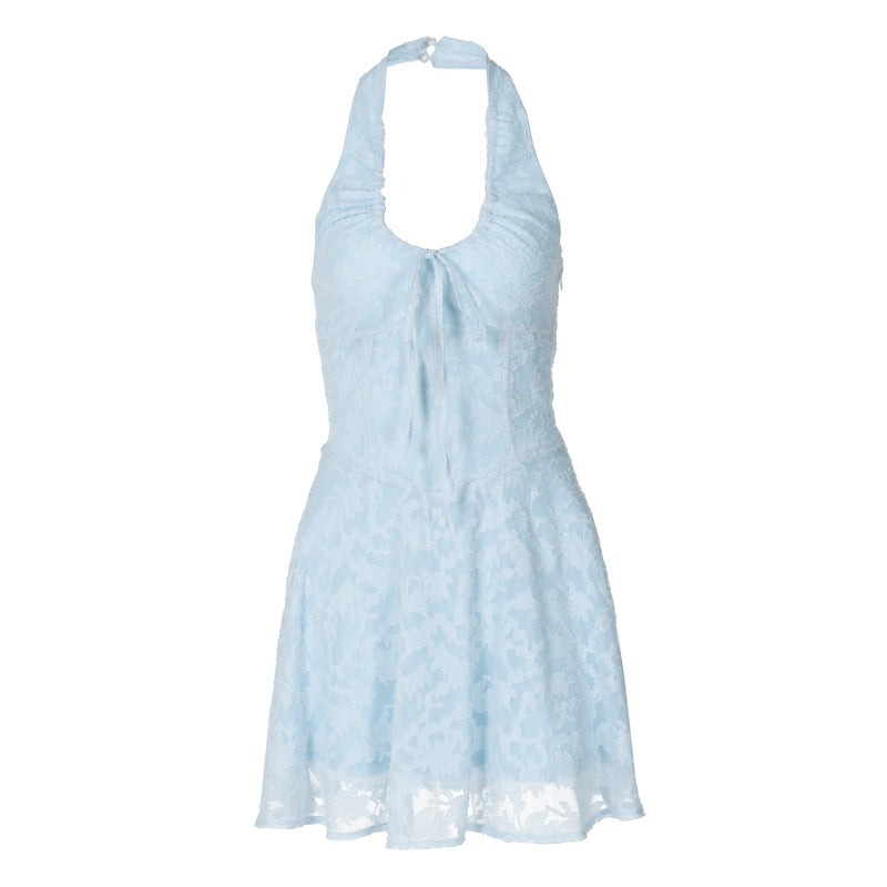 Robe d'été sexy en jacquard à dos nu et dos nu pour femme