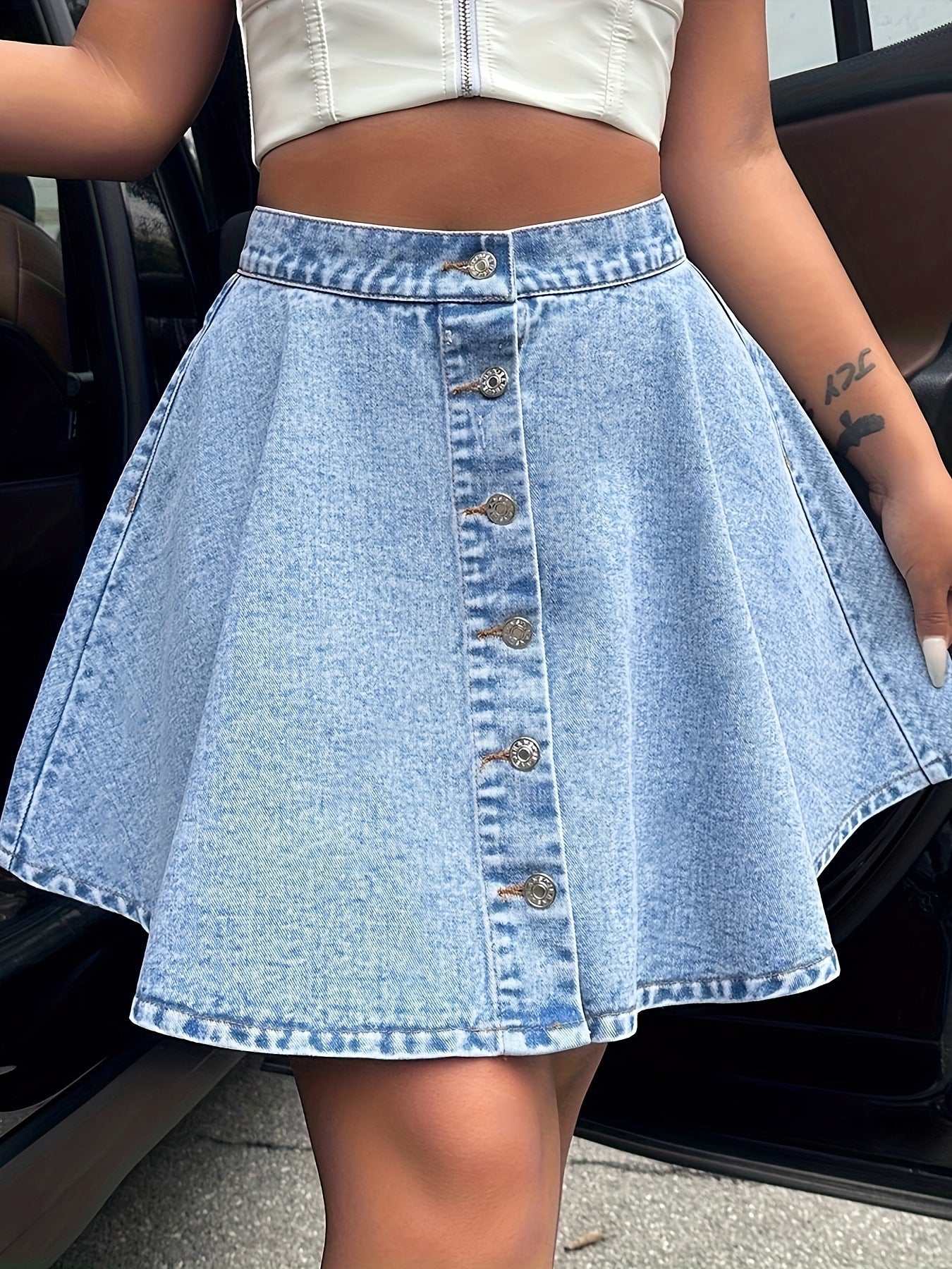 Women Clothing Casual Trend High Waist Loose Slimming Denim Half