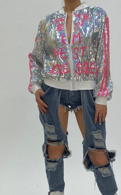 Supply Spring Varsity Jacket Jacket Sexy Gradient Sequin Jacket