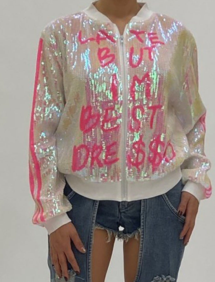 Supply Spring Varsity Jacket Jacket Sexy Gradient Sequin Jacket