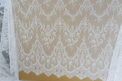 3M / Lot French Eyelash Lace Fabric 150cm White Black Diy Exquisite Lace Embroidery Clothes Wedding Dress Accessories RS702