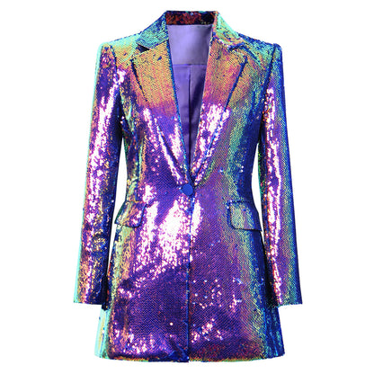 Chaqueta de un botón con cuello tipo blazer para mujer, con bordado intenso, de color fresco y primavera y otoño