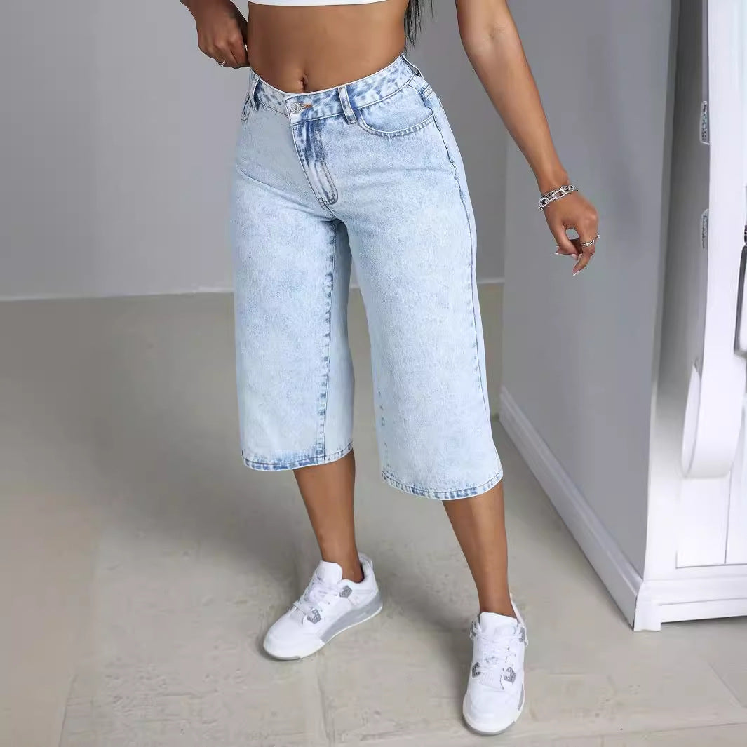 Short en jean ample et amincissant pour femme