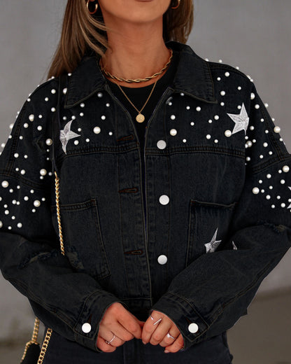 Chaqueta vaquera holgada para mujer de Heavy Industry Beads