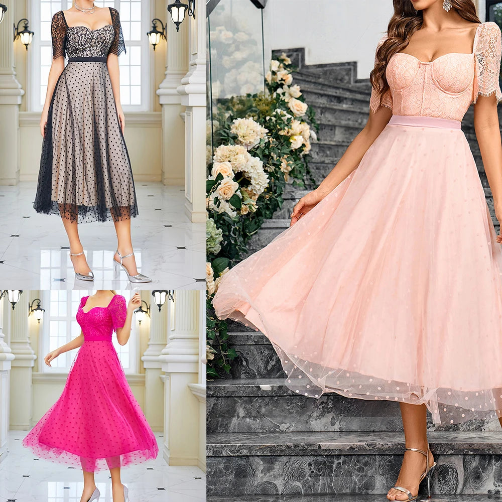 Formal Occasion Costume Bridesmaid Dress Lace Bodice Chiffon V-neck A-neck Maxi Dress Wedding Party Dress