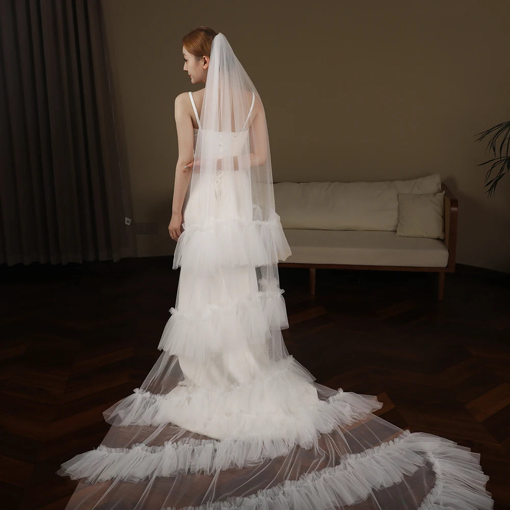 Bridal Veils Soft Tulle Veil Cathedral Length Single Tier Raw Edge Wedding Dresses Veil Wedding Accessories Design VP135