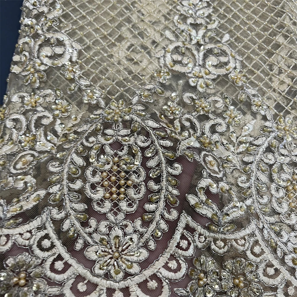 Tissu africain nigérian en dentelle de haute qualité avec paillettes, tulle, couture, guipure, broderie, robes, perles, pierre, 5 mètres, 2024