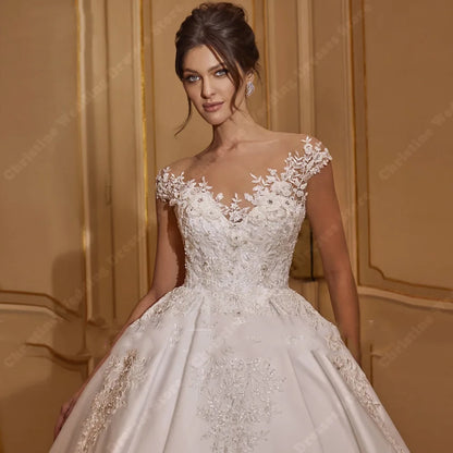 New Sleeveless Wedding Dresses With Elegant Sexy Backless Lace Appliques Bridal Gowns Sparkly Sequins Beading Vestidos De Novia