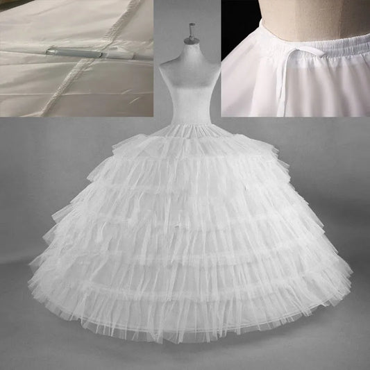 Jupon de robe de bal à 6 cerceaux et 3 couches, jupon blanc, crinoline, gros volants, accessoires de mariage, jupons en tulle