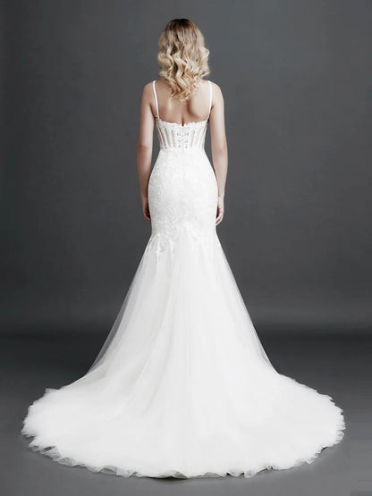 Robe de mariée sirène sans manches en V profond pour femme, coupe A-line, slim, sexy, en dentelle, robe de bal, robe de soirée, robe de soirée, maxi