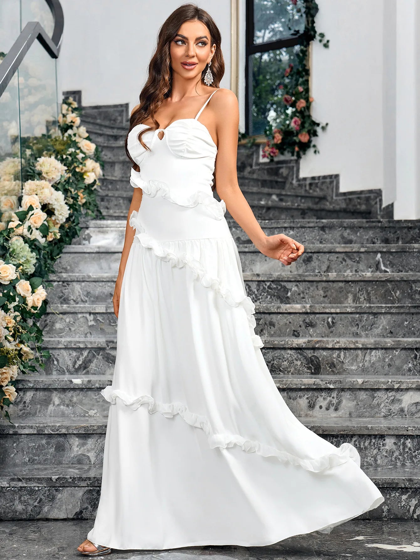 Vestido de novia de lujo sin mangas con escote en forma de corazón y espalda descubierta, largo y sexy, para fiesta de graduación, para damas de honor, elegantes