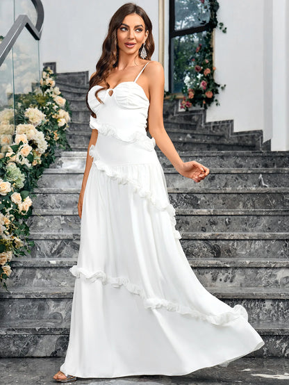 Robe de mariée de luxe sans manches dos nu, longue et sexy, robe de soirée, demoiselle d'honneur, fête, robes de soirée élégantes