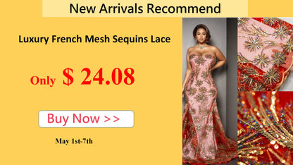 SJD French Sequins Lace Women Dress African Mesh Lace Fabrics 2024 High Quality Nigerian Net for Wedding Party Sew 5 Yards A3858