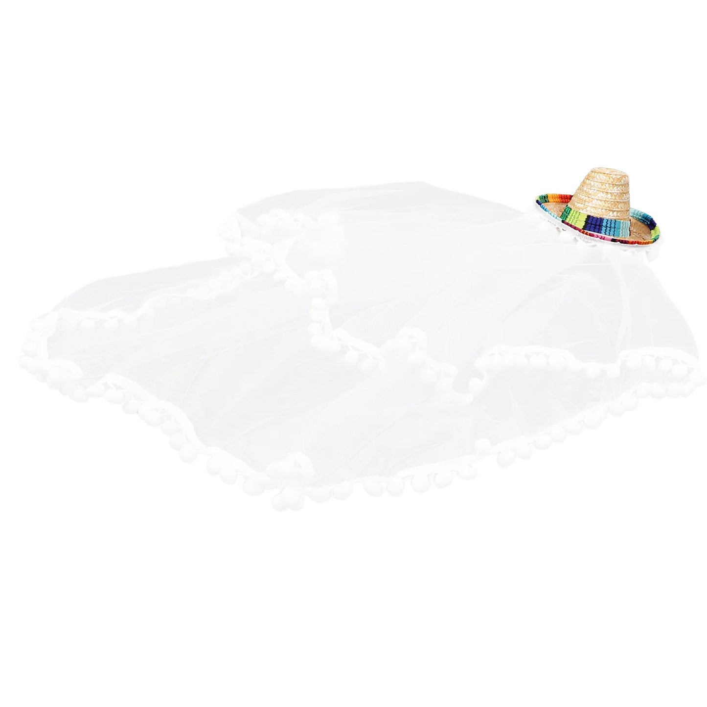 Chapeau de paille boule de cheveux voile robes de mariée pour enterrement de vie de jeune fille longs voiles mariées mini mariée tissu Miss