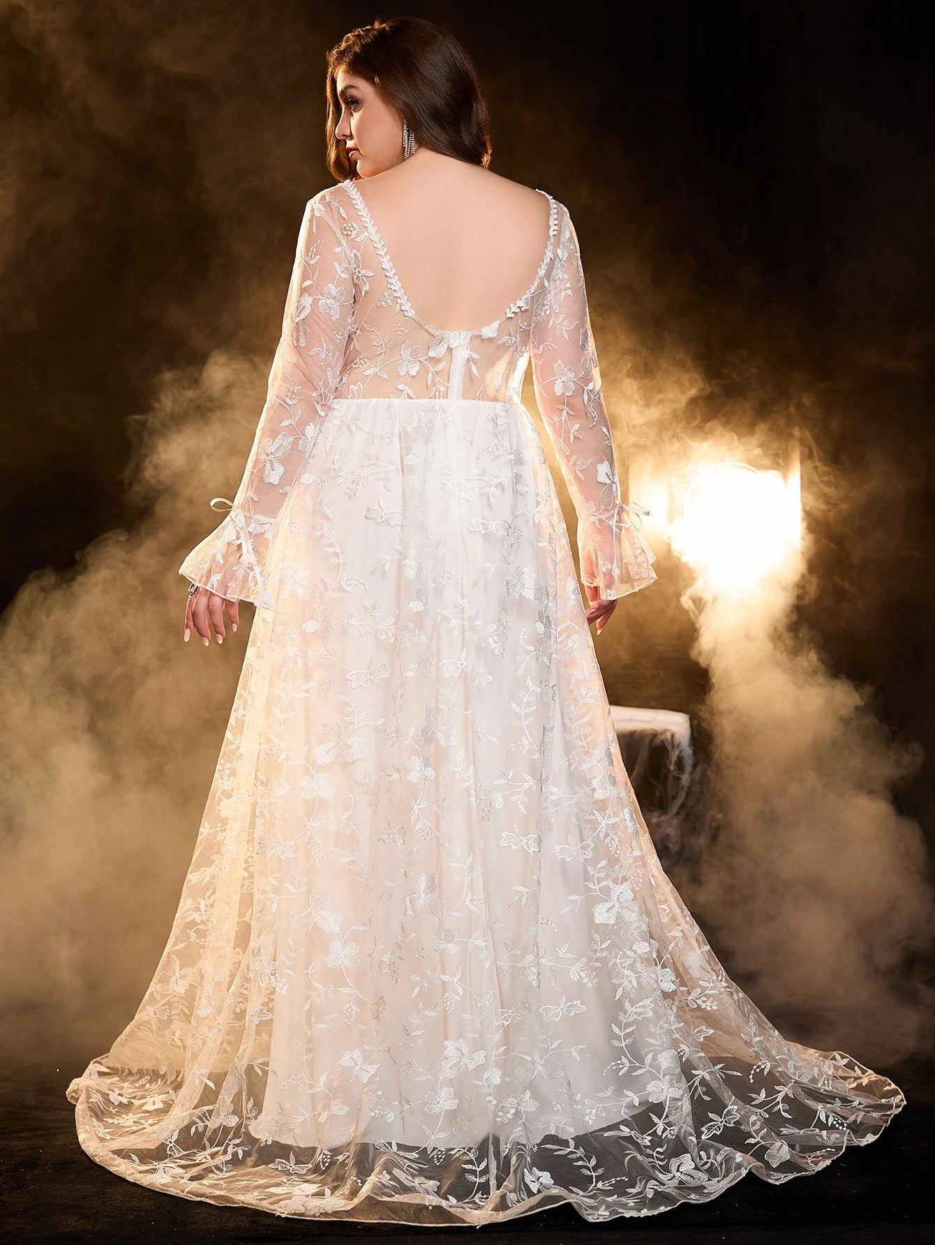 Robe de mariée élégante en tulle avec appliques en dentelle pour femme, grande taille, ligne A, 2024