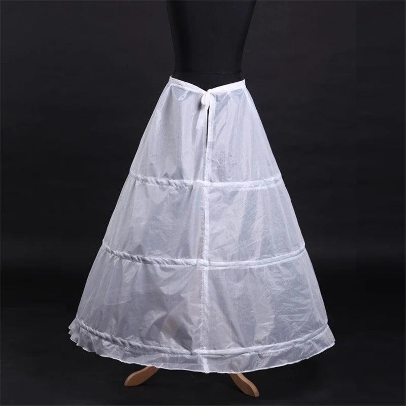 Women White 3 Hoops A-line Wedding Accessories Bridal Crinolines Vestidos De Novia Underskirt Bustle Petticoats K