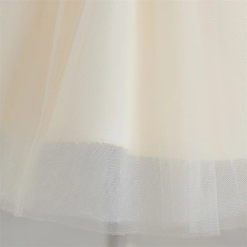 Robes de demoiselle d'honneur pour mariage, enfants, dentelle, dos nu, tulle, tutu, princesse, bal de fin d'année, vêtements de fête, bébé, 1er anniversaire, baptême, robe blanche