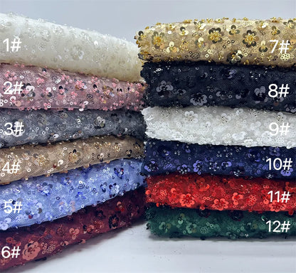 Tissu en dentelle de marié français de vente chaude de 5 mètres tissu africain de dentelle de tulle paillettes brodées tissu nigérian pour la couture de robe de soirée de mariage