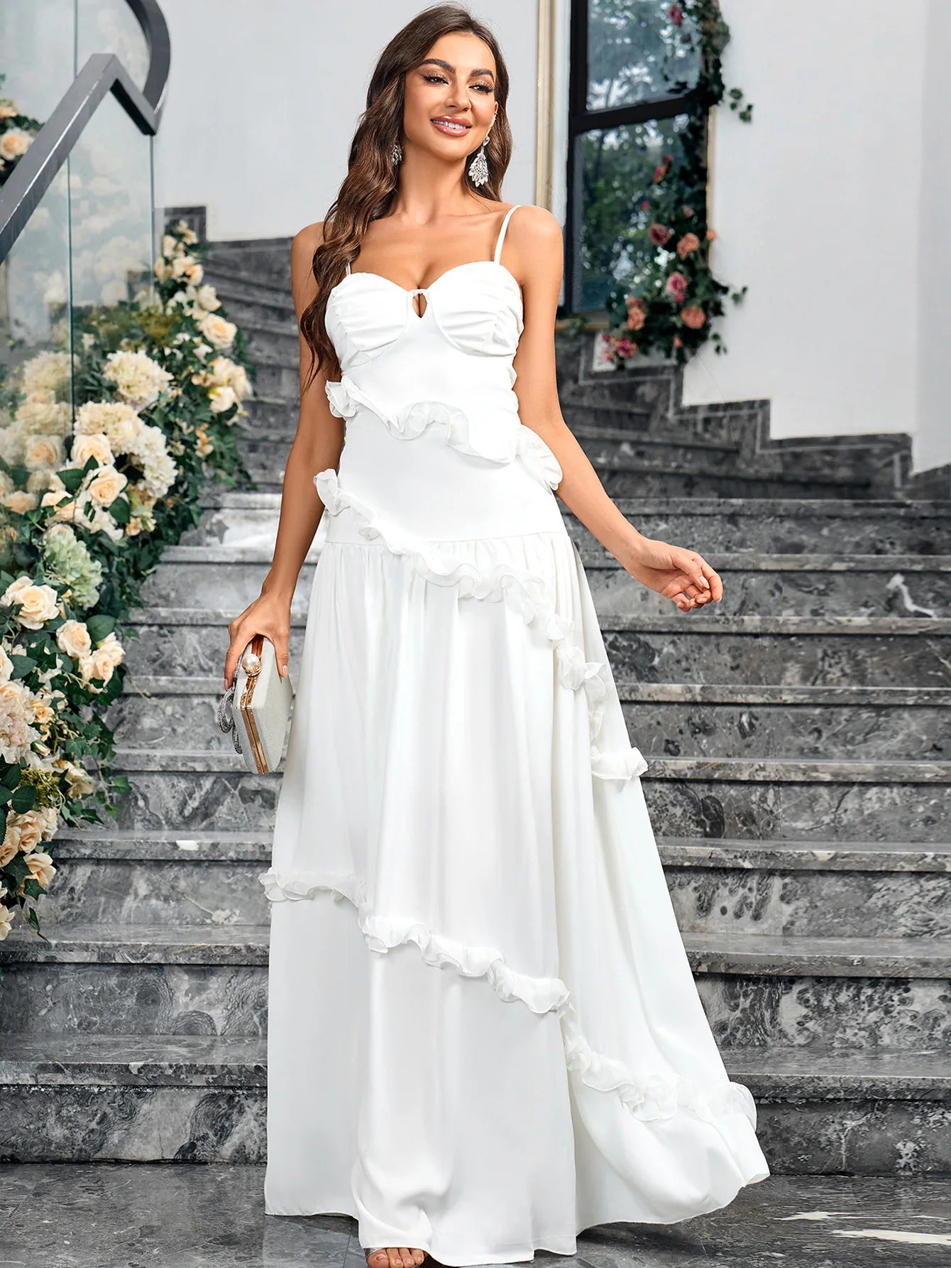 Vestido de novia de lujo sin mangas con escote en forma de corazón y espalda descubierta, largo y sexy, para fiesta de graduación, para damas de honor, elegantes