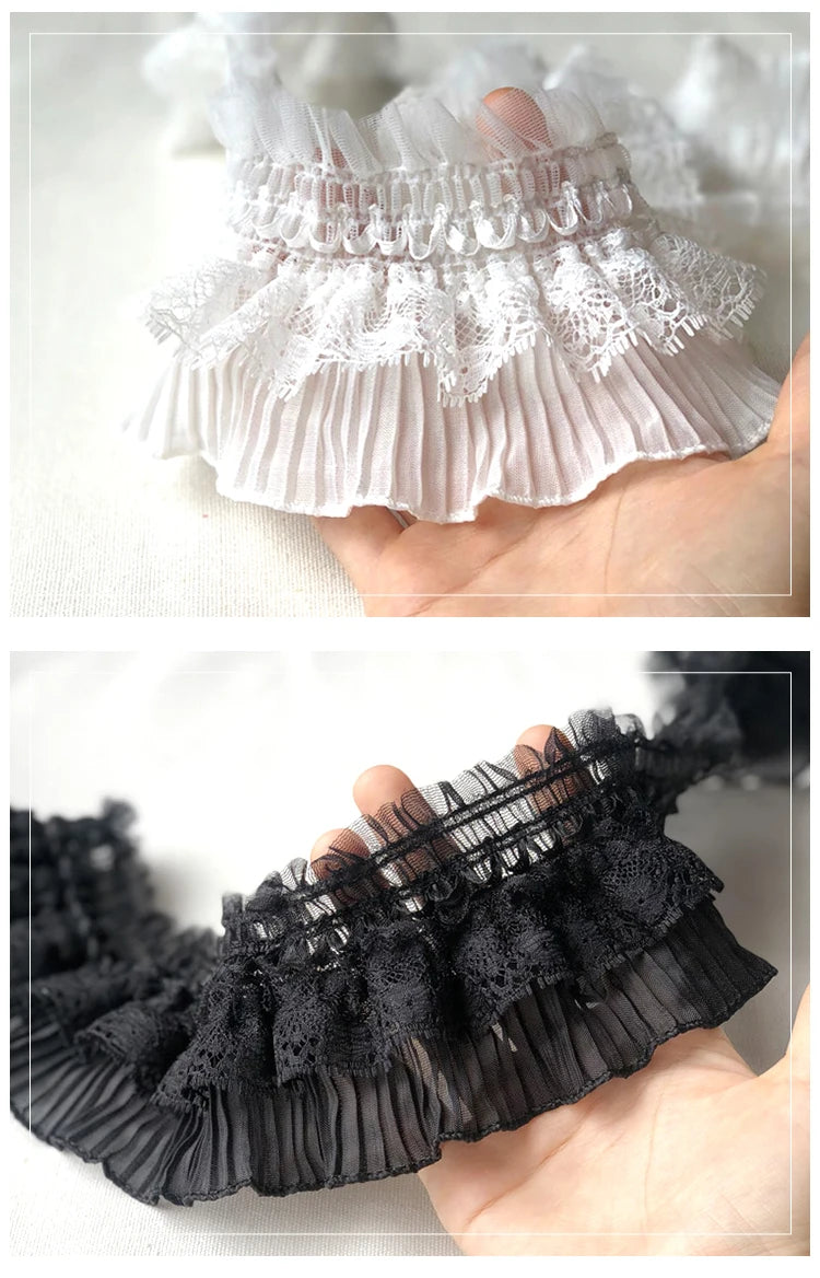 9cm Doll Dress Wedding Clothes Lace Fabric Embroidered Ruffle Trim DIY Dress Apparel Collar Sewing Decoration