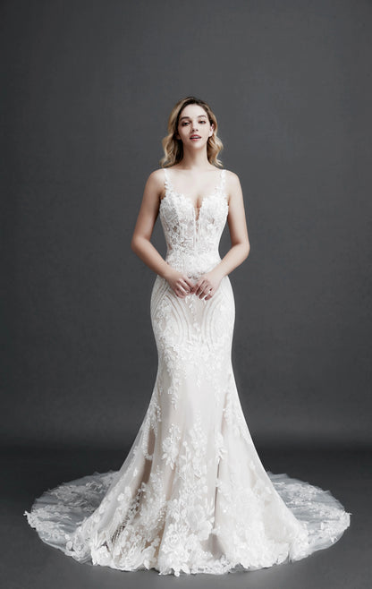 Robe de mariée sirène bohème pour femme, fleurs 3D, appliques de perles, décolleté en V profond, sans manches, dos nu, sexy, slim, ligne A, longues robes