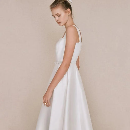 Robe De Mariée Simple avec nœud, bretelles Spaghetti, Robe De Mariée, fente haute, élégante