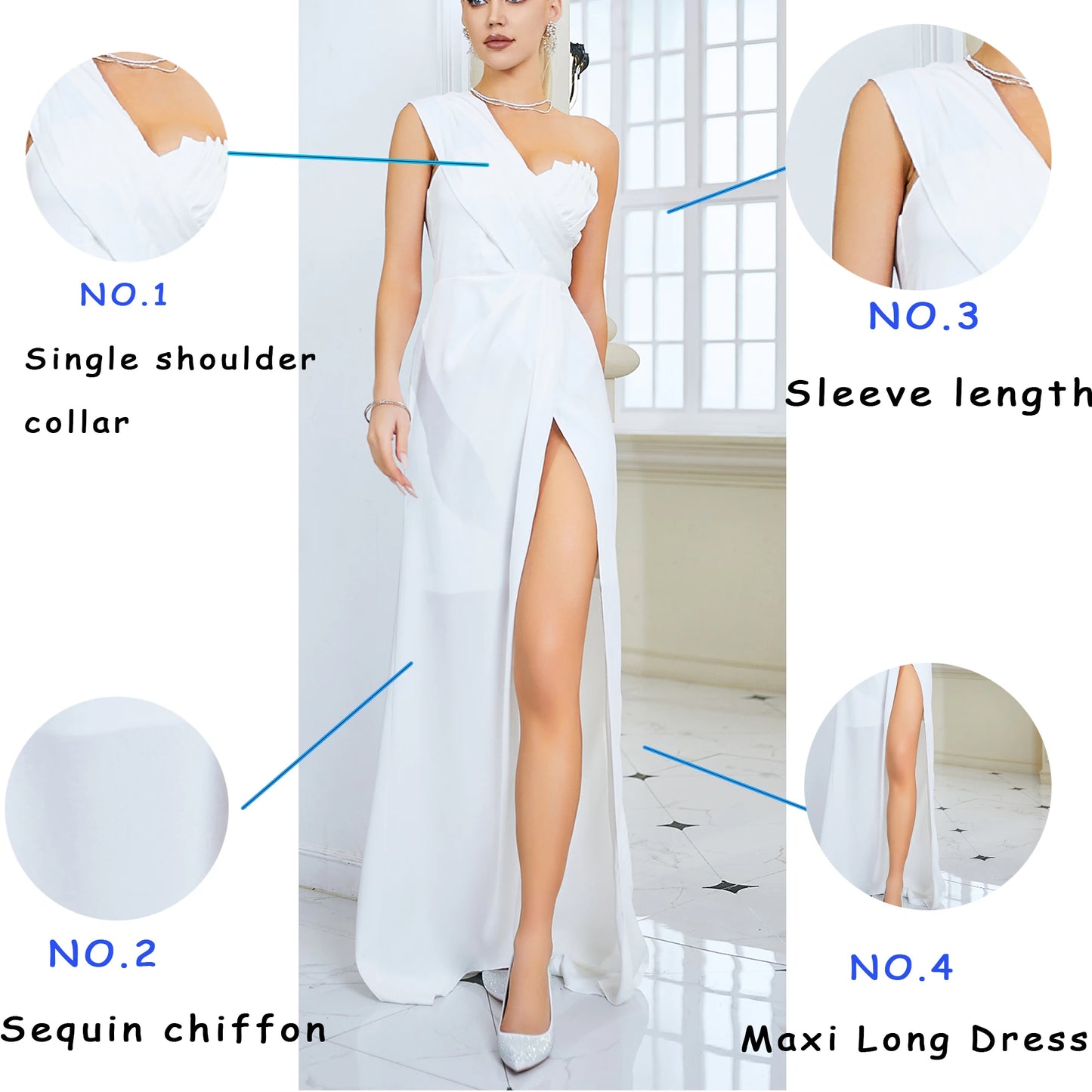 Robe de soirée de mariage élégante pour femme, simple bretelle à volants, jambe fendue, robe de soirée moulante