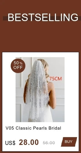 Velo de novia con borde de cuentas V197, velo de novia con diamantes de imitación y perlas, abalorios y perlas pequeñas, 1 capa, accesorios suaves para vestidos de novia