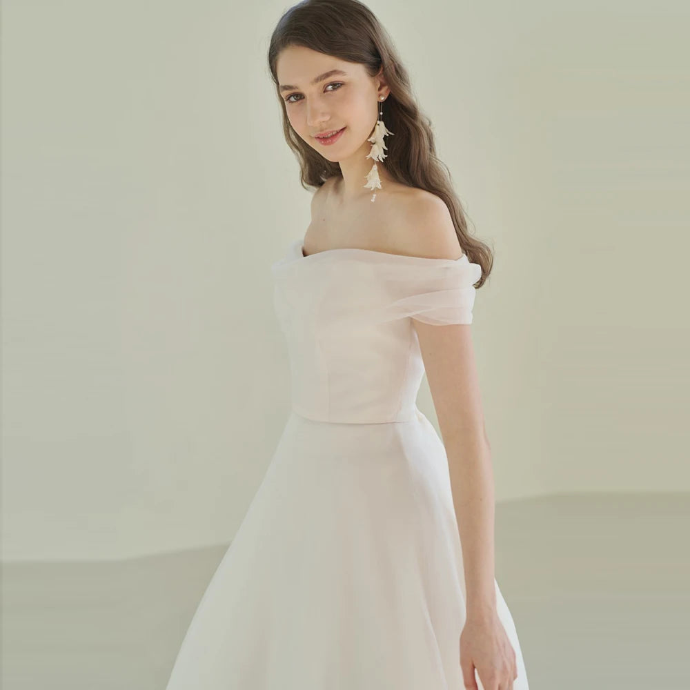 A-line Wedding Dress Short-Sleeve Plus Size off the shouder For Women Princess Robe de Mariee wedding gown lace up