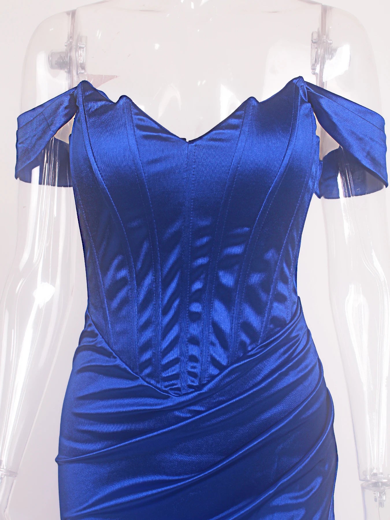 Vestido Romagic de satén elástico, con escote en V, abertura, ajustado, para boda, fiesta, graduación, sin espalda, largo hasta el suelo, formal, para noche, cumpleaños, a elegir