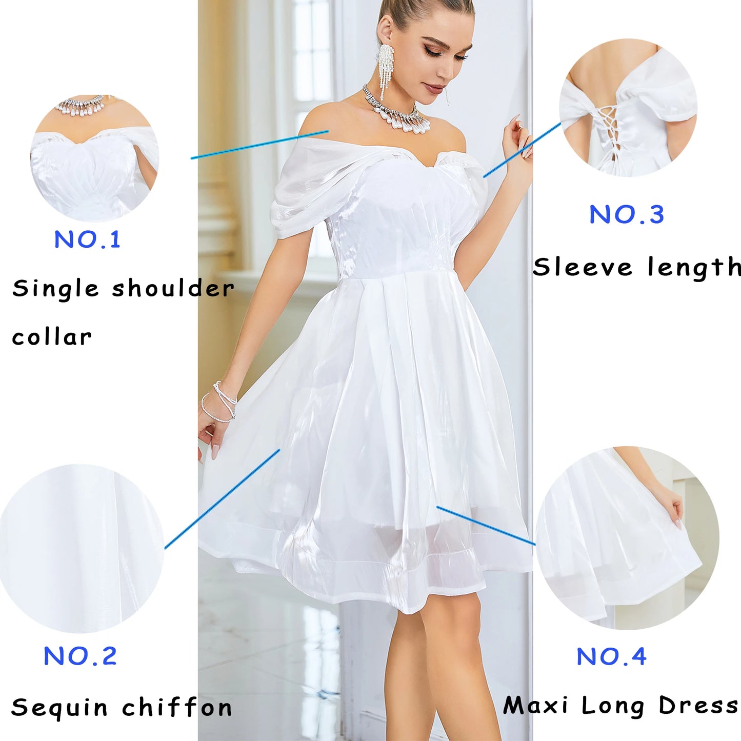 Women's Short Sparkling Luxury Sweetheart Wedding Strap Back V-neck Elegant Wedding Bridesmaid Dress 2024