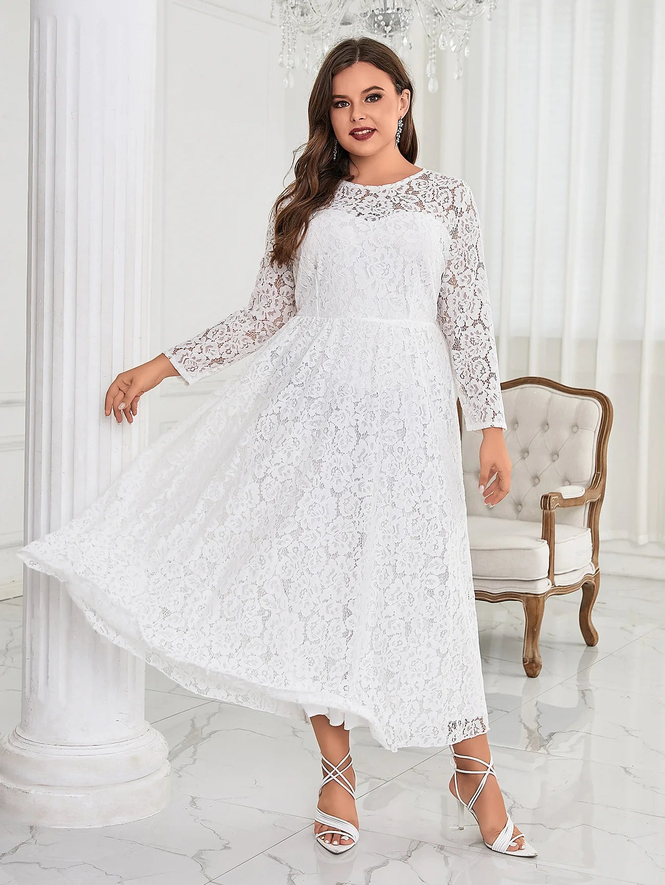 XL-4XL Large Size New White Black Lace Very Elegant Evening Dresses For A Wedding Guest Bridesmaid Bride Summer Female Clothing