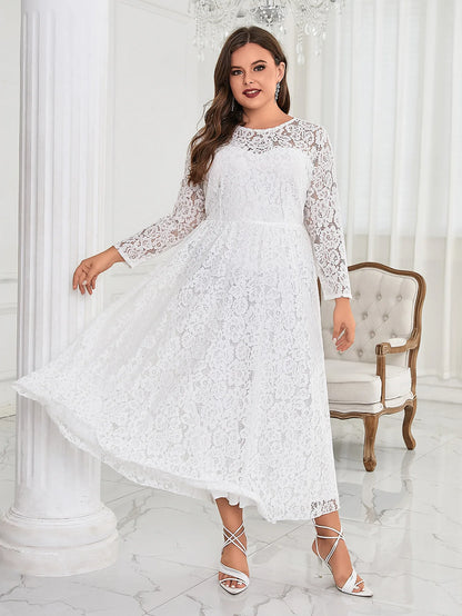 XL-4XL Large Size New White Black Lace Very Elegant Evening Dresses For A Wedding Guest Bridesmaid Bride Summer Female Clothing