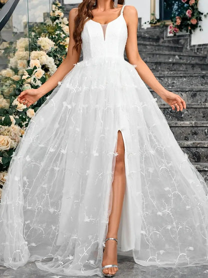 Ladies Elegant Mermaid Wedding Dress Sleeveless Wedding Dress V-neck Bridal Dress New Sexy Backless Italian Noodle Bridal Dress