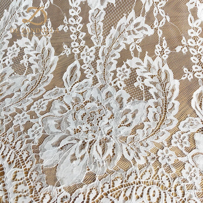 3 yards Off-white Bridal Lace Fabric French Skin Friendly Soft Lingerie Eyelash Lace Wedding Dress Fabrics Accessories Width 59"