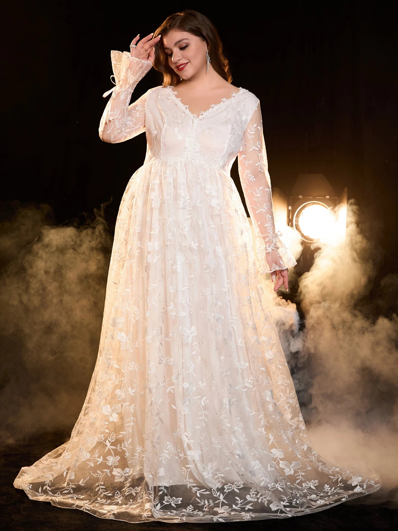 Robe de mariée élégante en tulle avec appliques en dentelle pour femme, grande taille, ligne A, 2024