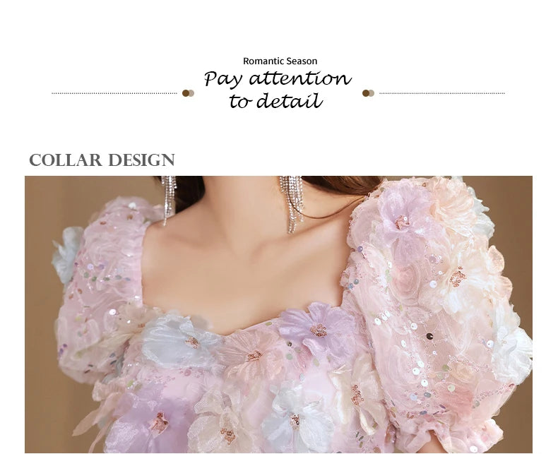 New Arrived French Floral Forest Flower A-Line Luxury Evening Dresses 2024 High-end Texture Beading Gown for Women Wedding Party