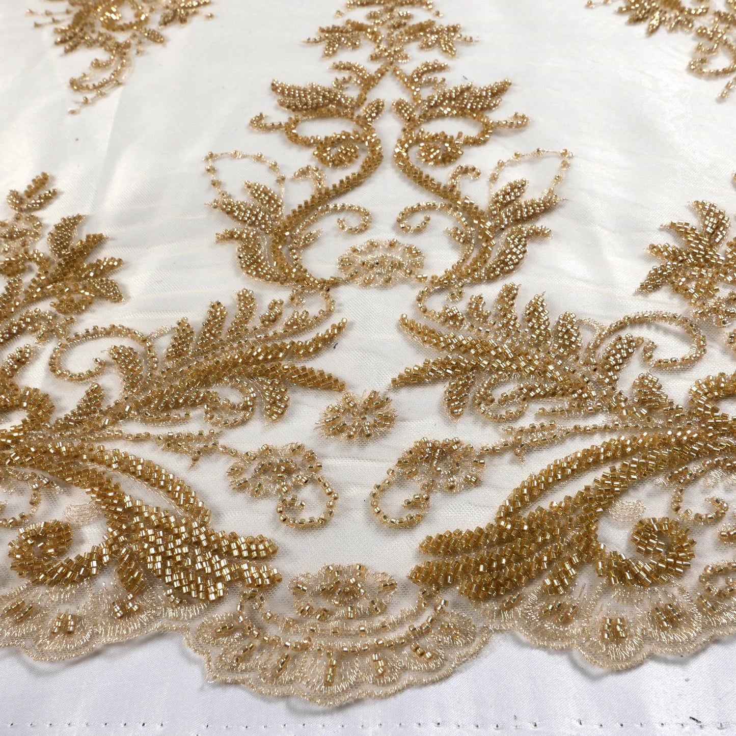 New bridal fabric heavy beads embroidery wedding dress lace fabric beautiful patterns gown lace ivory gown lace