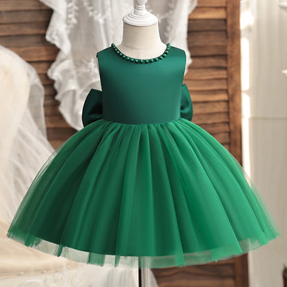 Robes de demoiselle d'honneur pour mariage, enfants, dentelle, dos nu, tulle, tutu, princesse, bal de fin d'année, vêtements de fête, bébé, 1er anniversaire, baptême, robe blanche