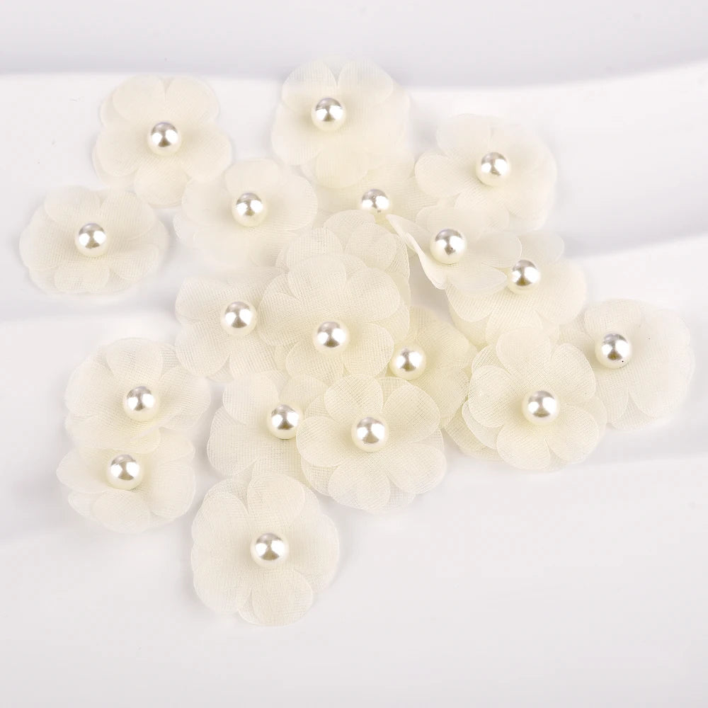 10Pcs Organza Daisy Artificial Flowers Clothing Repair Patch Appliques For Wedding Dress Bag Decoration DIY Sewing Accessories