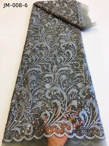 Tissu en dentelle gris vin noir 2023, dentelle dorée, design ondulé, paillettes, tulle français, filet en dentelle pour couture, robe pour femme, 5Y x 1,2Y