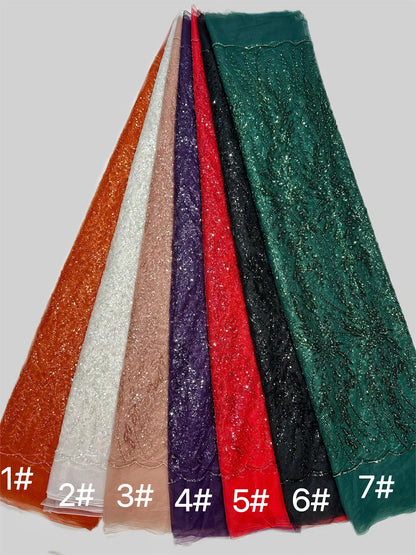 African Lace Fabric 2024 High Quality Lace French Sequins Groom Embroidery Nigerian For Women Wedding Party Dress Fabric 5 Yards