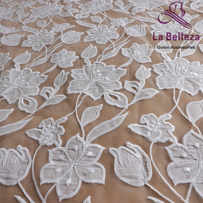 Fresh off white embroidery flower bone thread plus piece fabric dress bridal wedding dress performance garment accessories