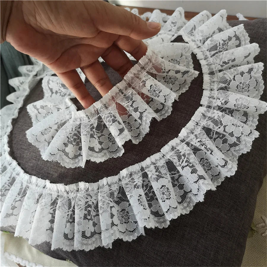 Cinta de encaje con flores 3D para bordar, color blanco y negro, de 5,5 cm de ancho, para costura artesanal, apliques para cuello, vestidos de boda, decoración de guipur