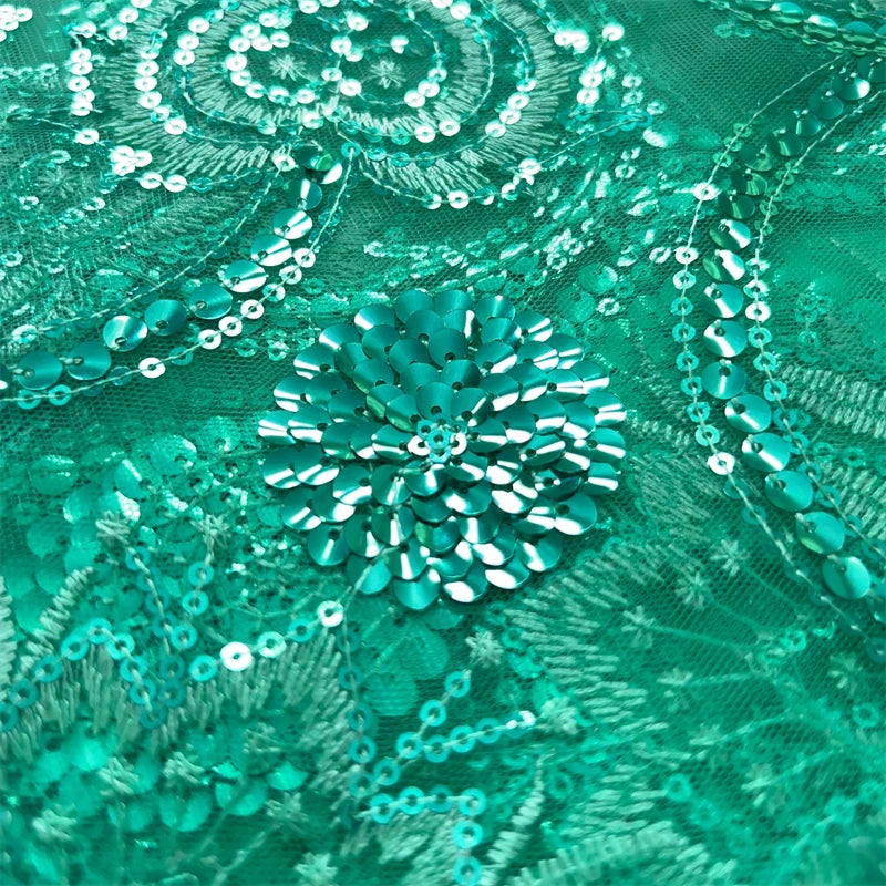 Tissu en dentelle tulle français avec paillettes 2024 Broderie africaine nigériane de haute qualité pour femmes Robes de soirée de mariage TY3858