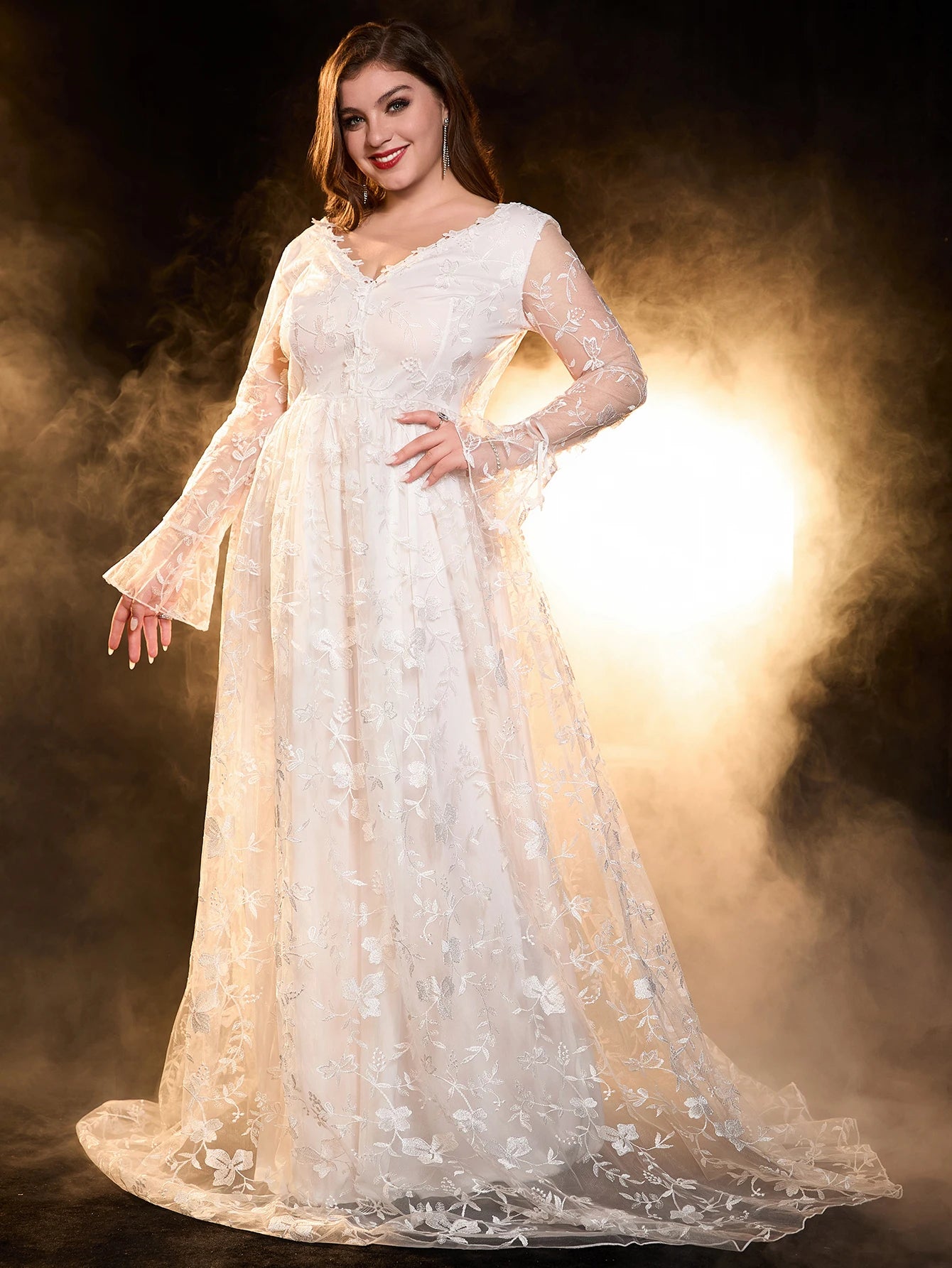 Robe de mariée élégante en tulle avec appliques en dentelle pour femme, grande taille, ligne A, 2024