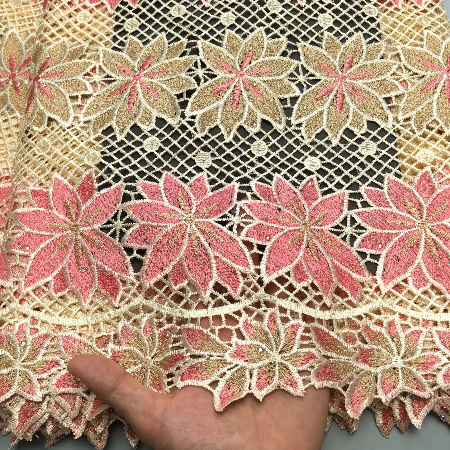 African Guipure Cord Lace Fabric Stones Nigerian Water Soluble Lace High Quality Luxury For Wedding Party Dresses,2.5YardsTY3898