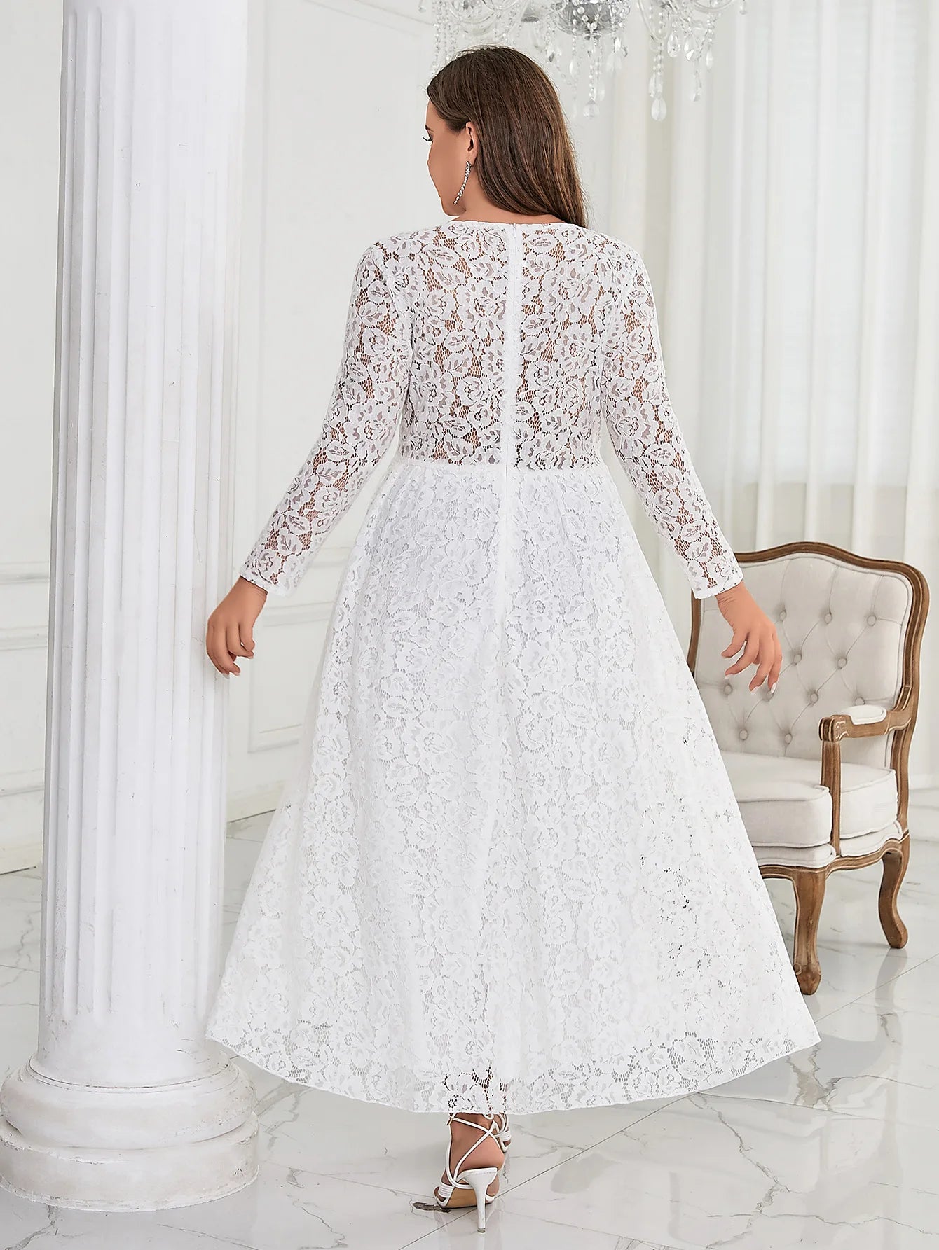 XL-4XL Large Size New White Black Lace Very Elegant Evening Dresses For A Wedding Guest Bridesmaid Bride Summer Female Clothing