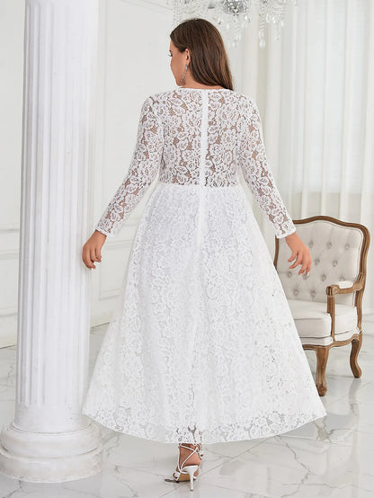 XL-4XL Large Size New White Black Lace Very Elegant Evening Dresses For A Wedding Guest Bridesmaid Bride Summer Female Clothing